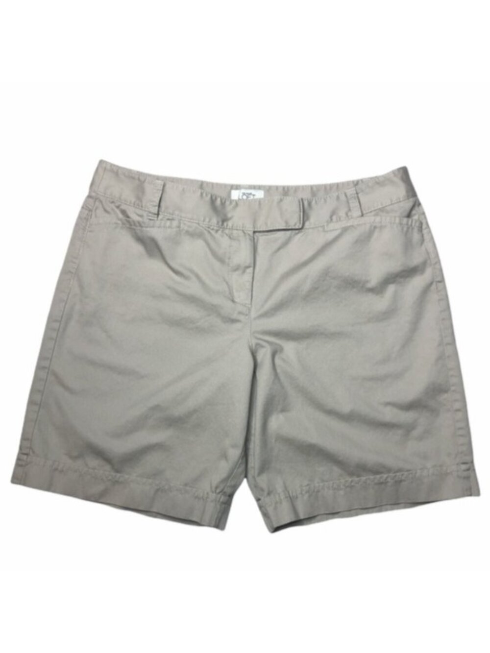 LOFT Khaki Chino Shorts Womens Beige Cotton Flat Front High Rise 9" Size 12